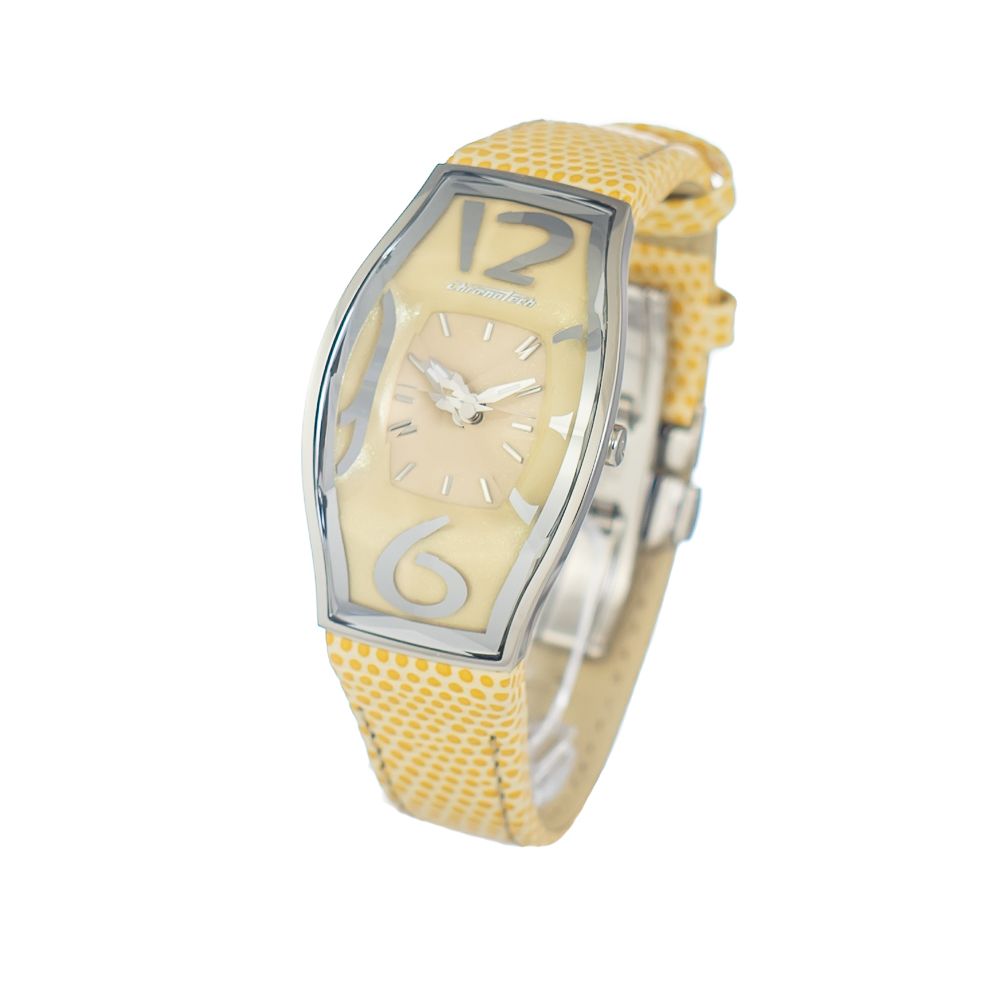 Chronotech Gelbe Leder-Kleid-Uhr