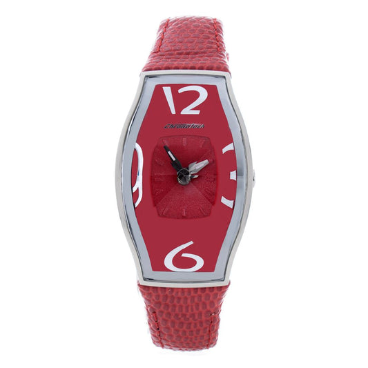 Chronotech Rote Leder-Kleid-Uhr