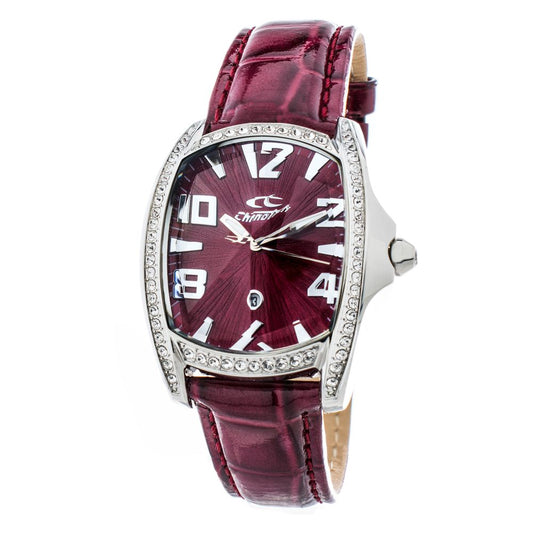Chronotech Rote Leder-Kleid-Uhr