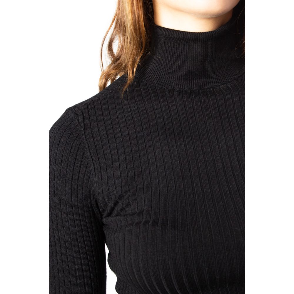 Only Schwarzer Viskose-Rollkragenpullover