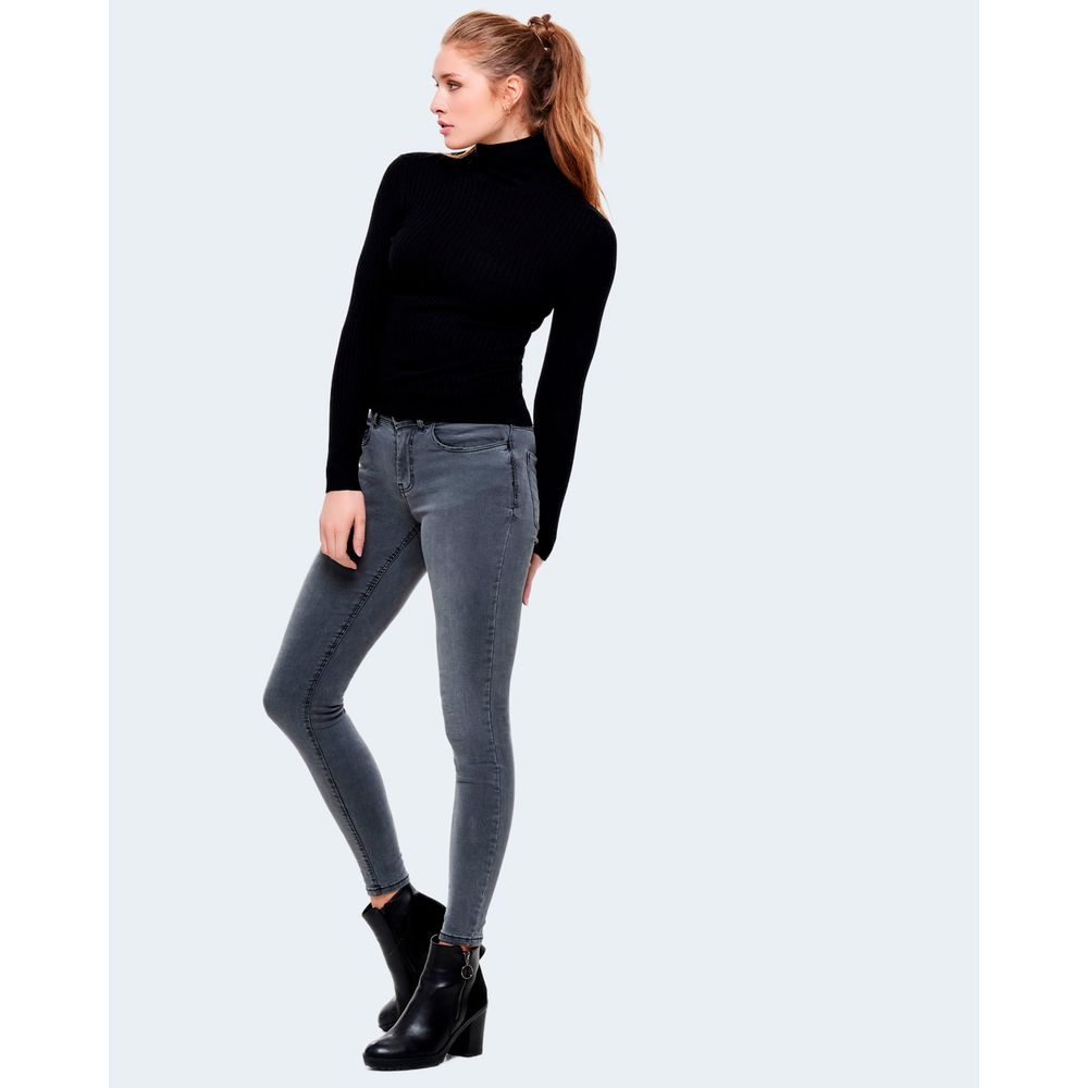 Only Schwarzer Viskose-Rollkragenpullover