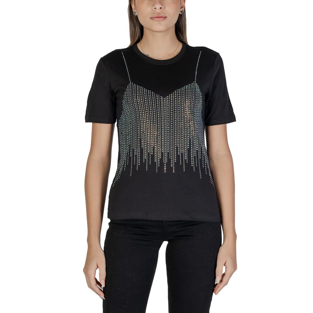Only Schwarzes T-Shirt aus Baumwolle