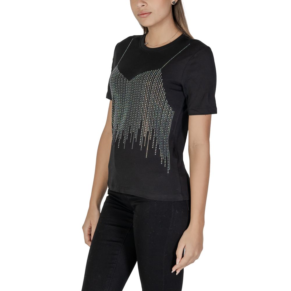 Only Schwarzes T-Shirt aus Baumwolle