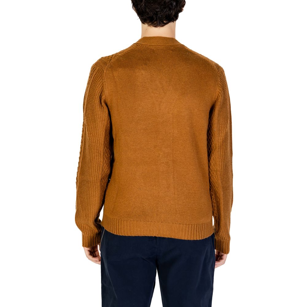 Hamaki-Ho Beigefarbene Polyester-Strickjacke