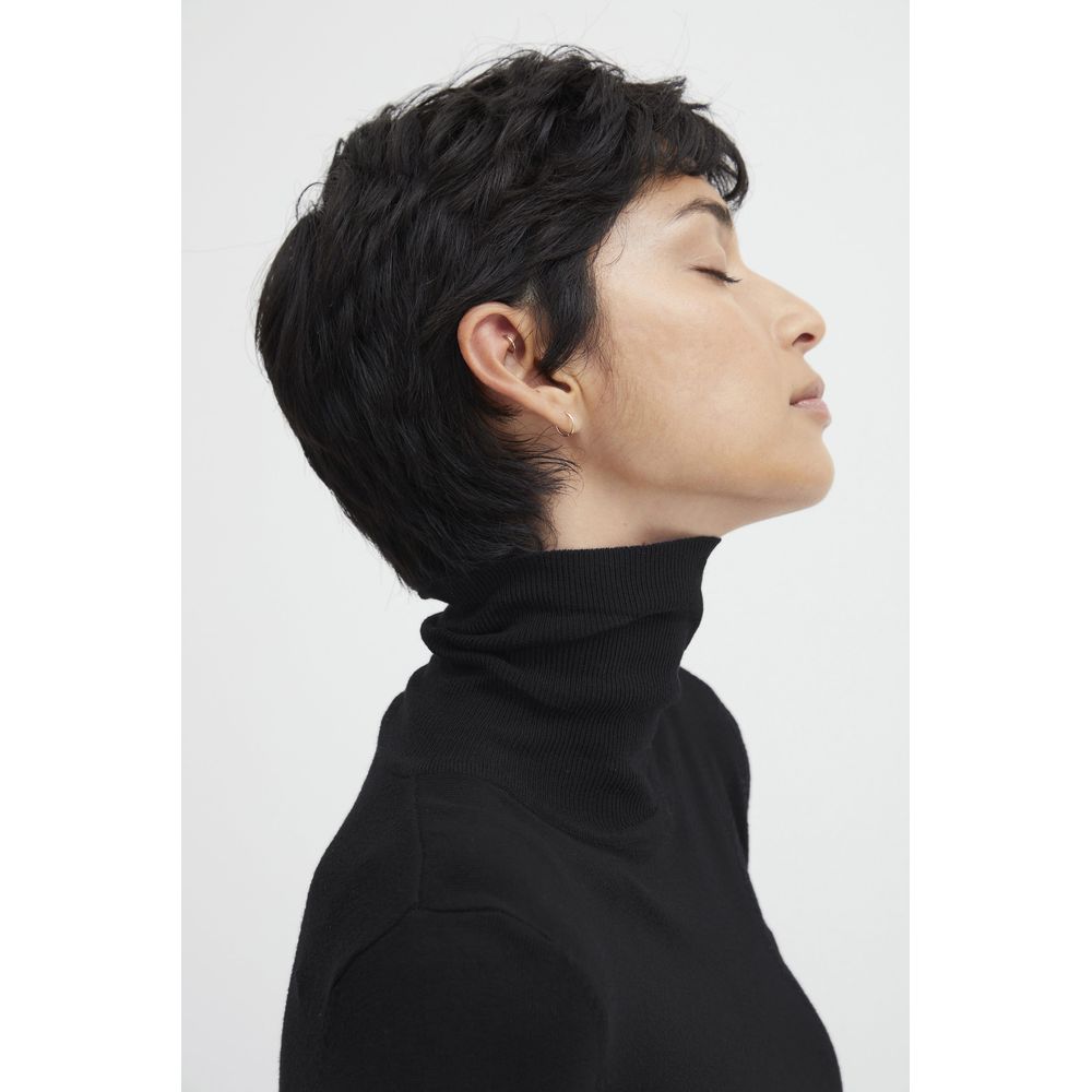 ICHI Schwarzer Viskose-Rollkragenpullover