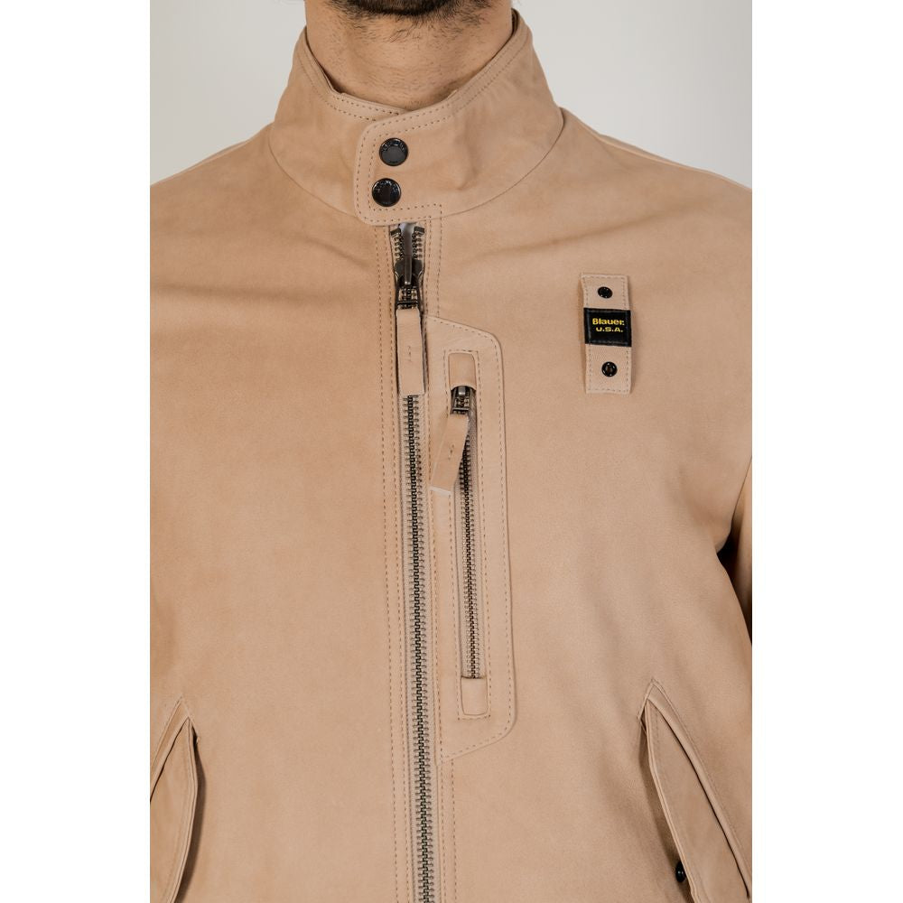 Blauer Beige Lederjacken &