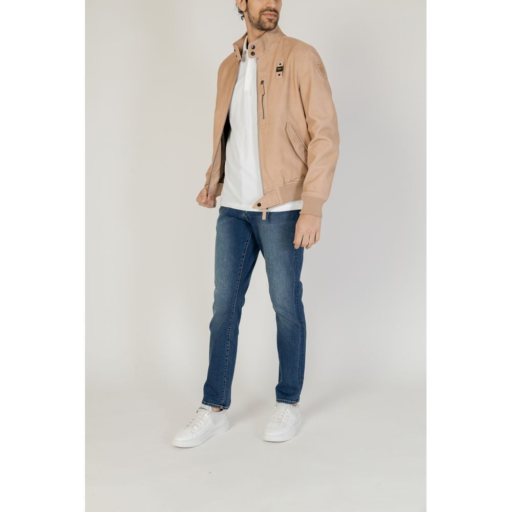 Blauer Beige Lederjacken &