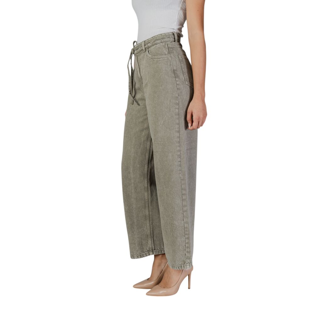 Only Grüne Bootcut-Jeans aus Baumwolle