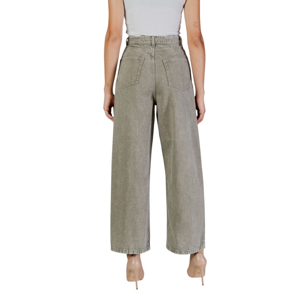 Only Grüne Bootcut-Jeans aus Baumwolle