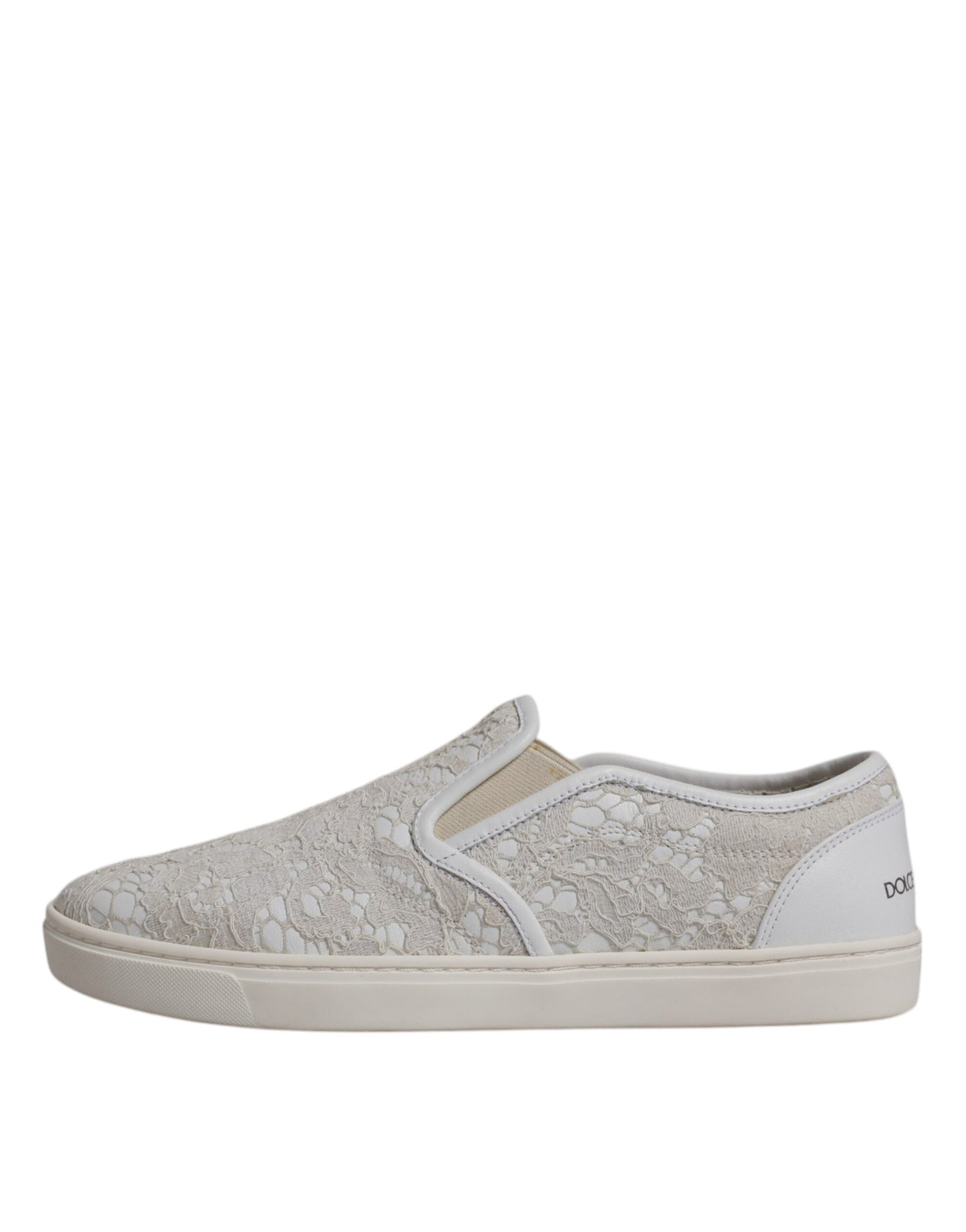 Dolce & Gabbana Weiß Floral Spitze Slip On Loafers Schuhe
