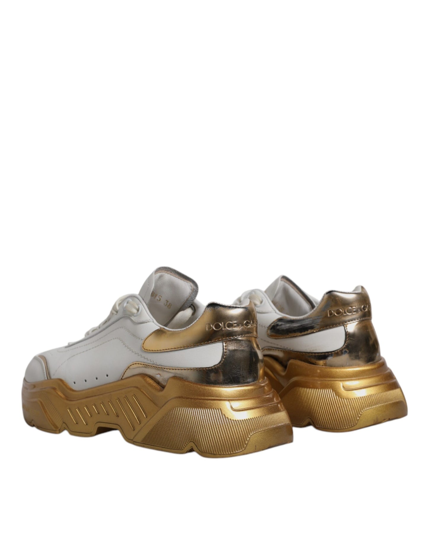 Dolce & Gabbana Weiß Gold Daymaster Low Top Turnschuhe Schuhe