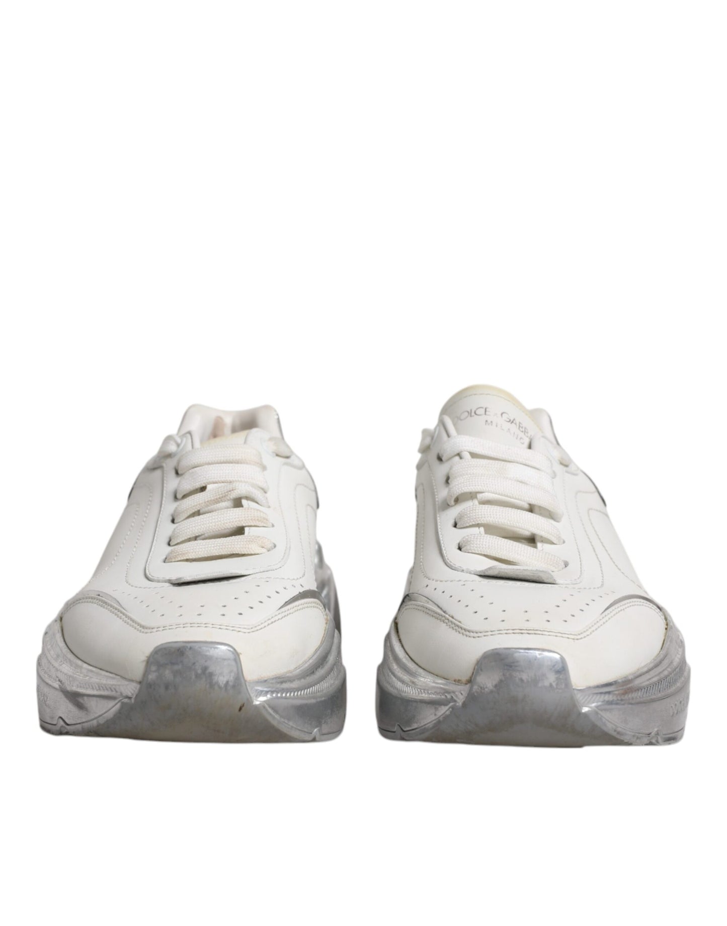Dolce & Gabbana Weiß Silber Daymaster Low Top Turnschuhe Schuhe