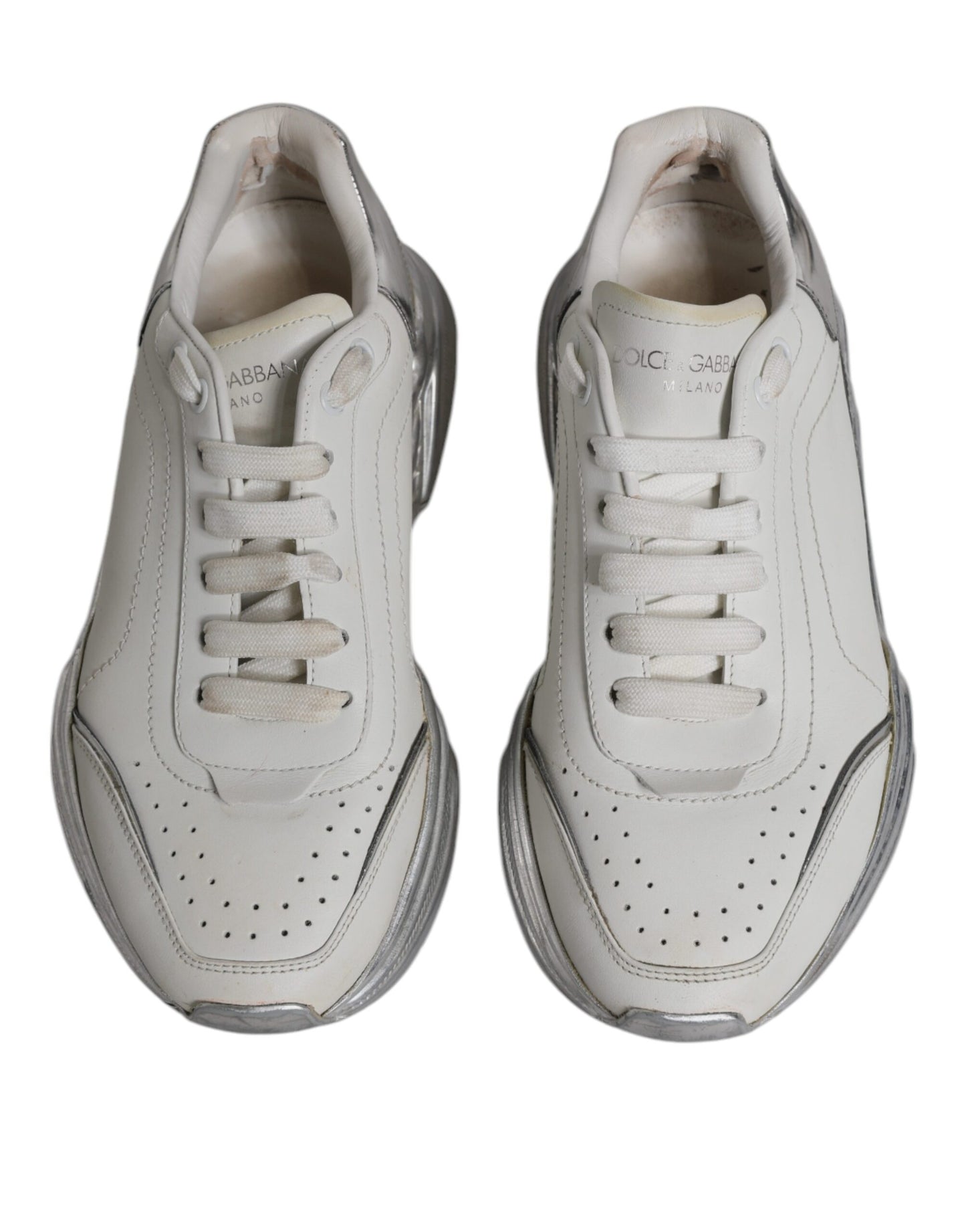 Dolce & Gabbana Weiß Silber Daymaster Low Top Turnschuhe Schuhe