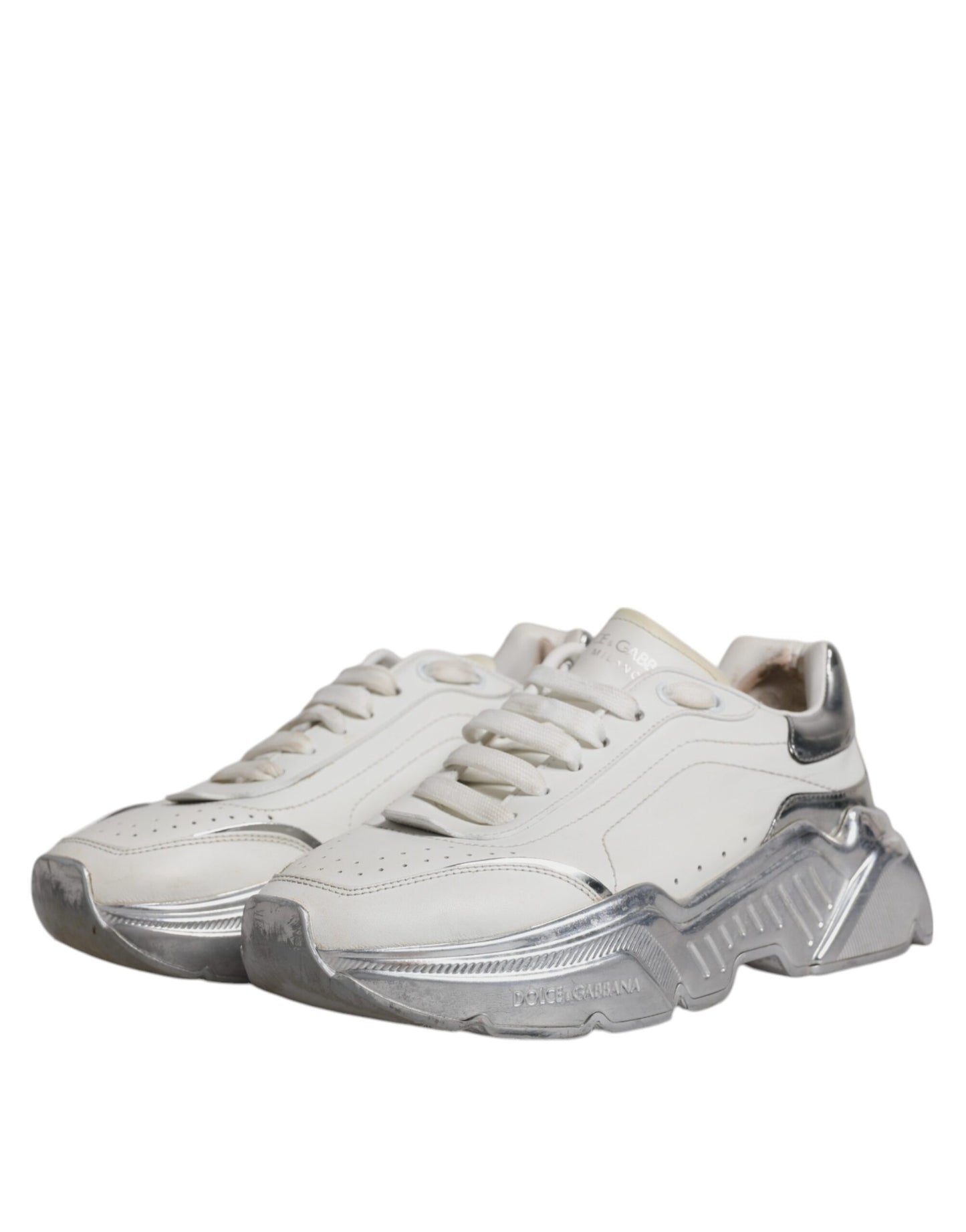 Dolce & Gabbana Weiß Silber Daymaster Low Top Turnschuhe Schuhe