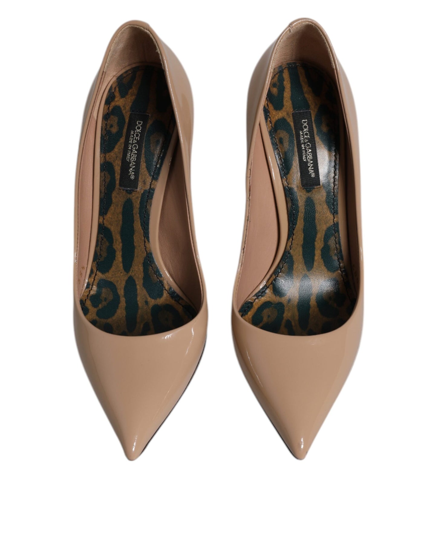 Dolce & Gabbana Beige Lackleder Stiletto Heel Pumps Schuhe