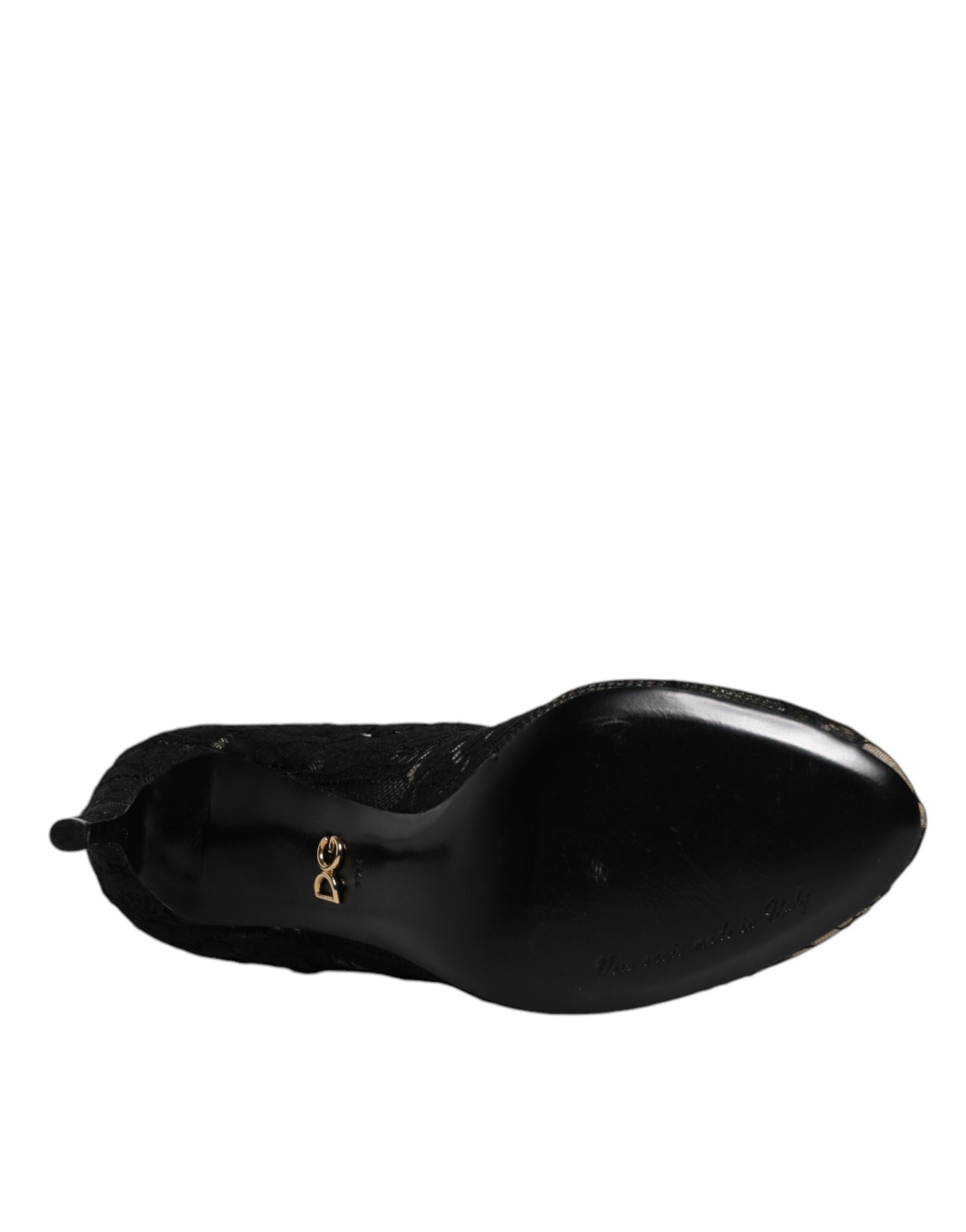 Dolce & Gabbana Schwarze Spitze Stretch Heels Mittlere Wadenstiefel Schuhe