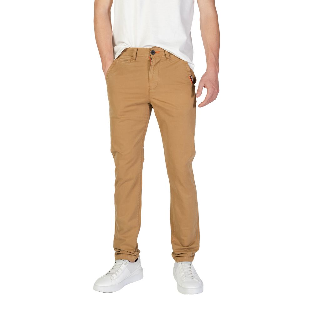 Superdry Beigefarbene Skinny-Hose aus Baumwolle