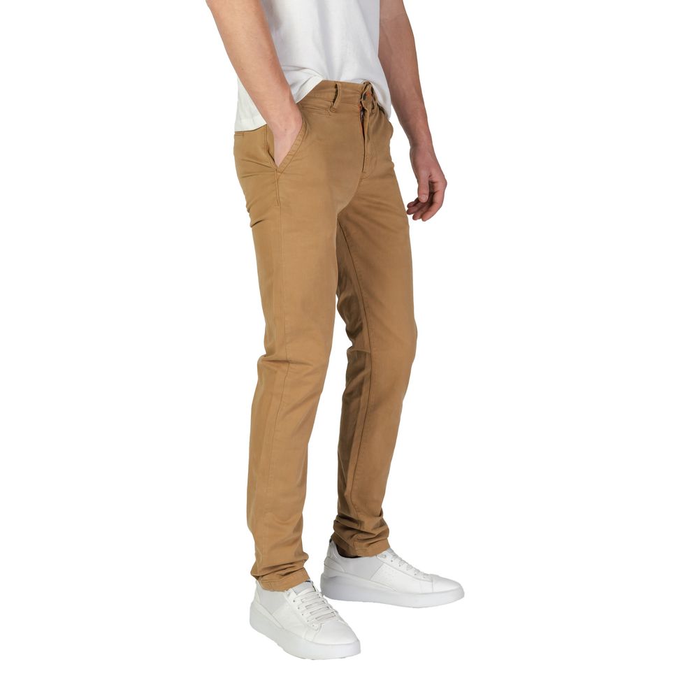 Superdry Beigefarbene Skinny-Hose aus Baumwolle