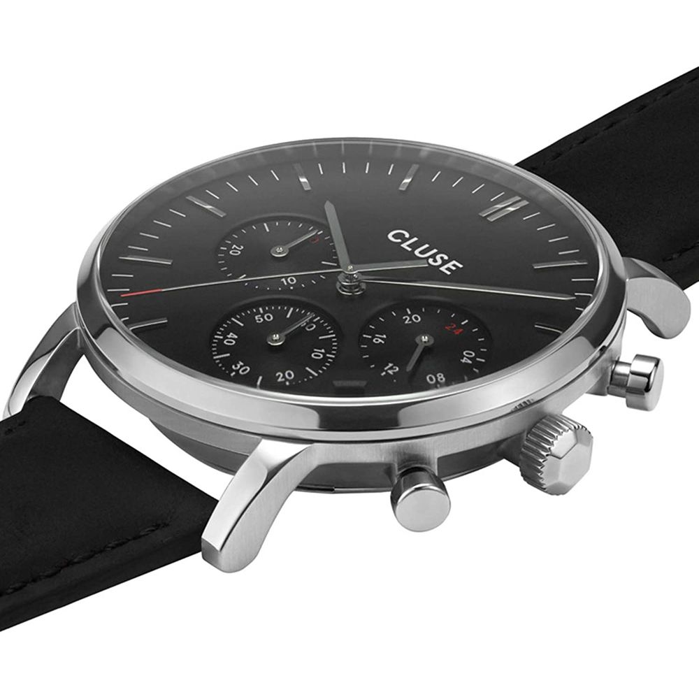 Cluse Schwarze Lederuhr
