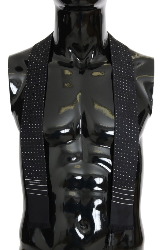 Dolce & Gabbana Dunkelblau gepunkteter Seidenschal