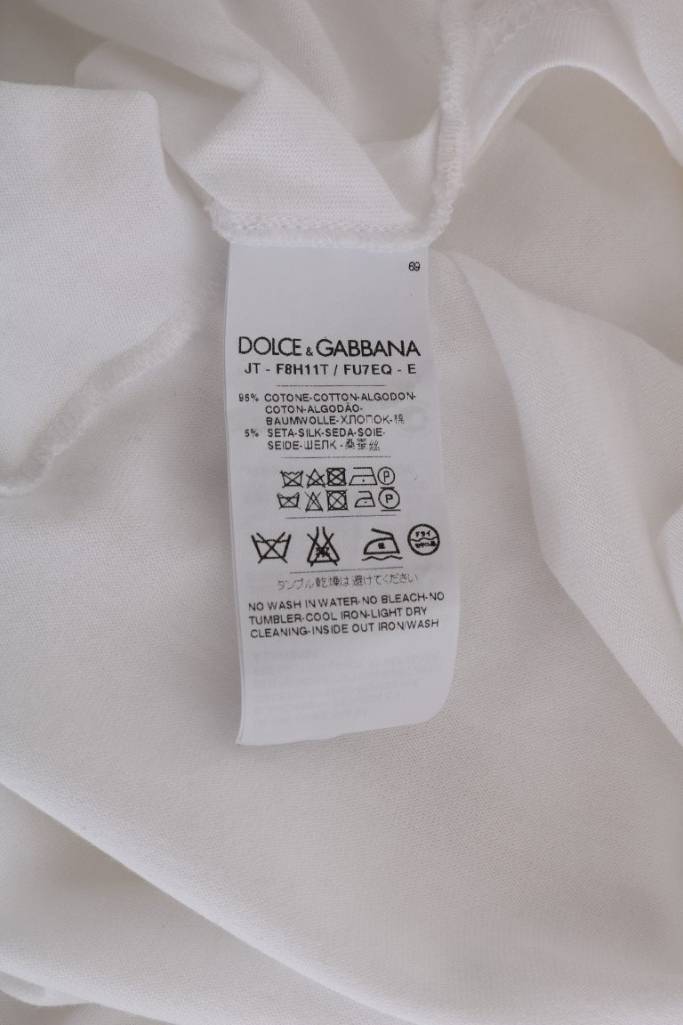 Dolce & Gabbana Weißes T-Shirt aus Baumwolle und Seide