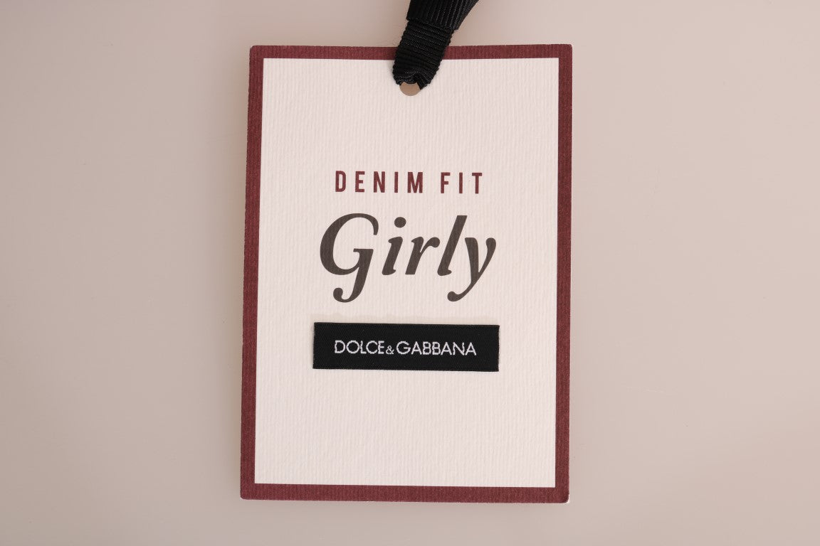 Dolce & Gabbana Blaue GIRLY Jeans aus gestreifter Baumwolle