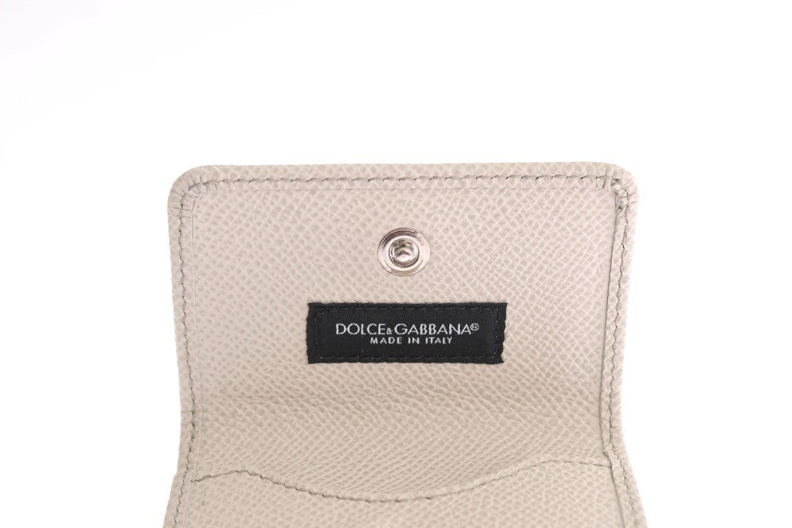 Dolce & Gabbana Weißes Dauphine Lederetui Brieftasche