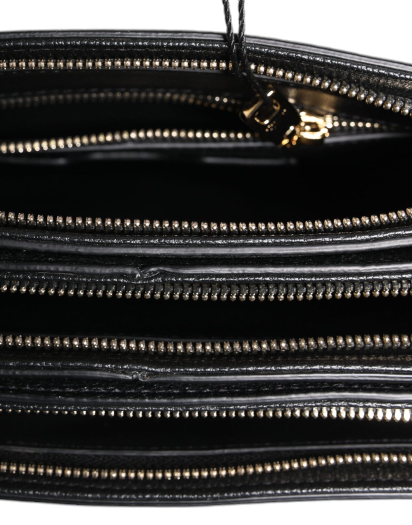 Dolce & Gabbana Schwarzes Narbenleder Logo-Plakette Clutch Bag