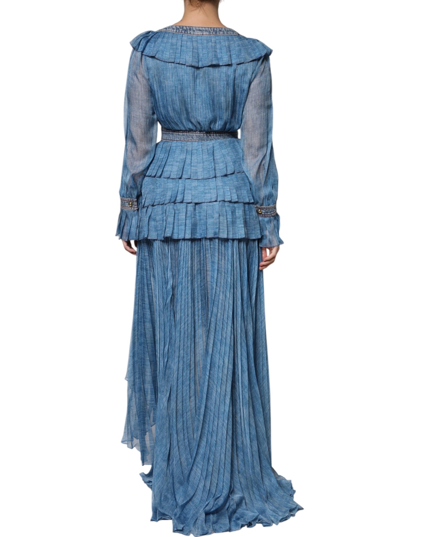 Philosophy Blaues Kleid mit langen Ärmeln und Lagen