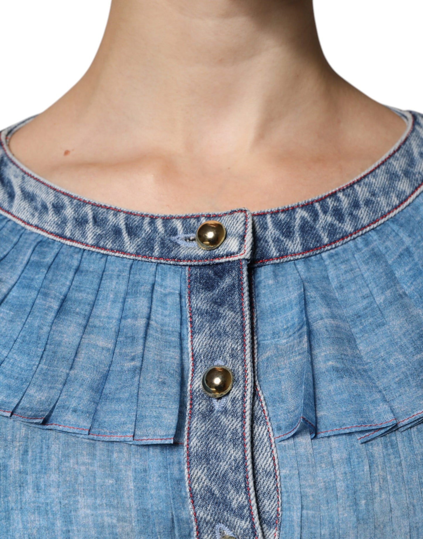 Philosophy Blaues Kleid mit langen Ärmeln und Lagen