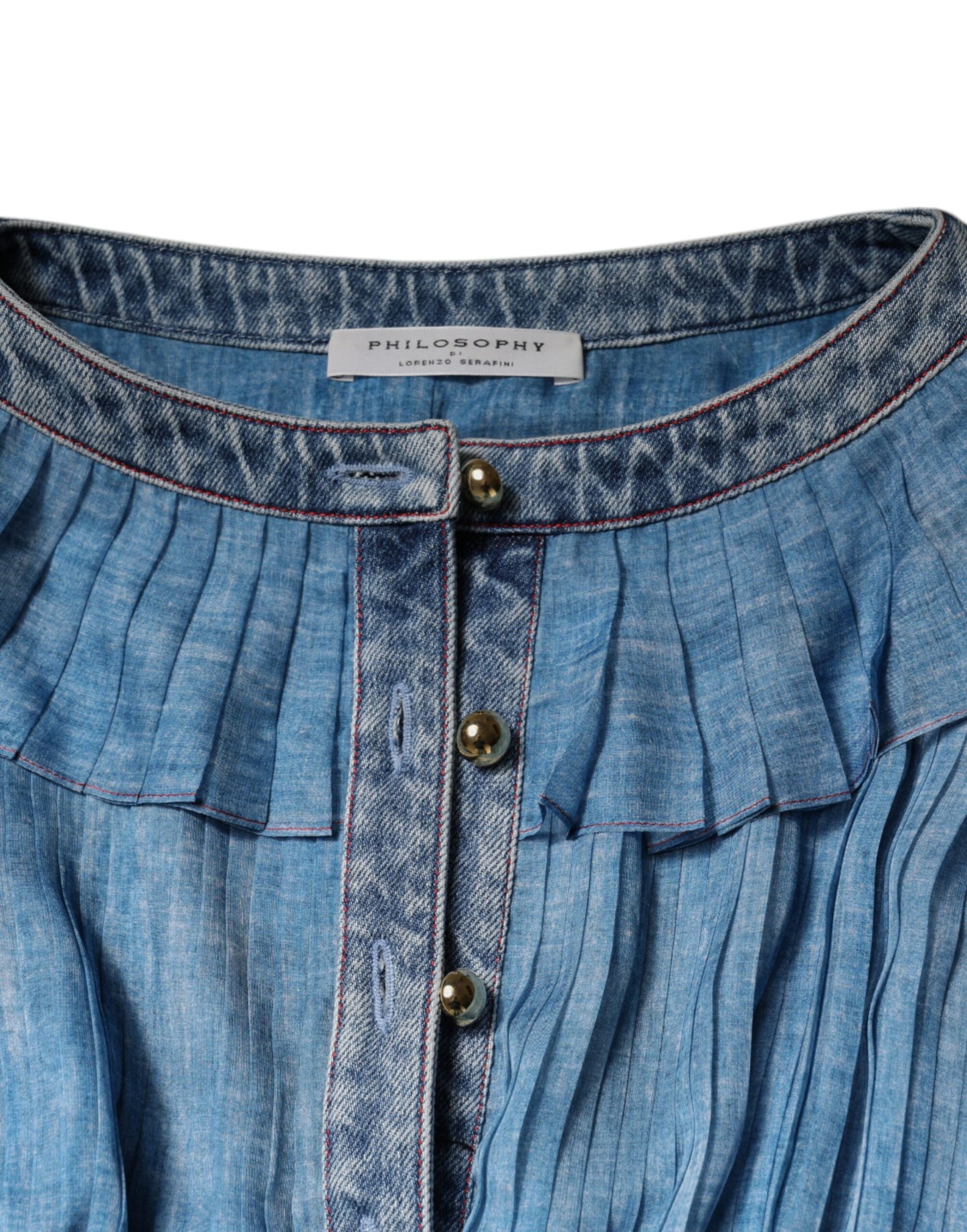 Philosophy Blaues Kleid mit langen Ärmeln und Lagen