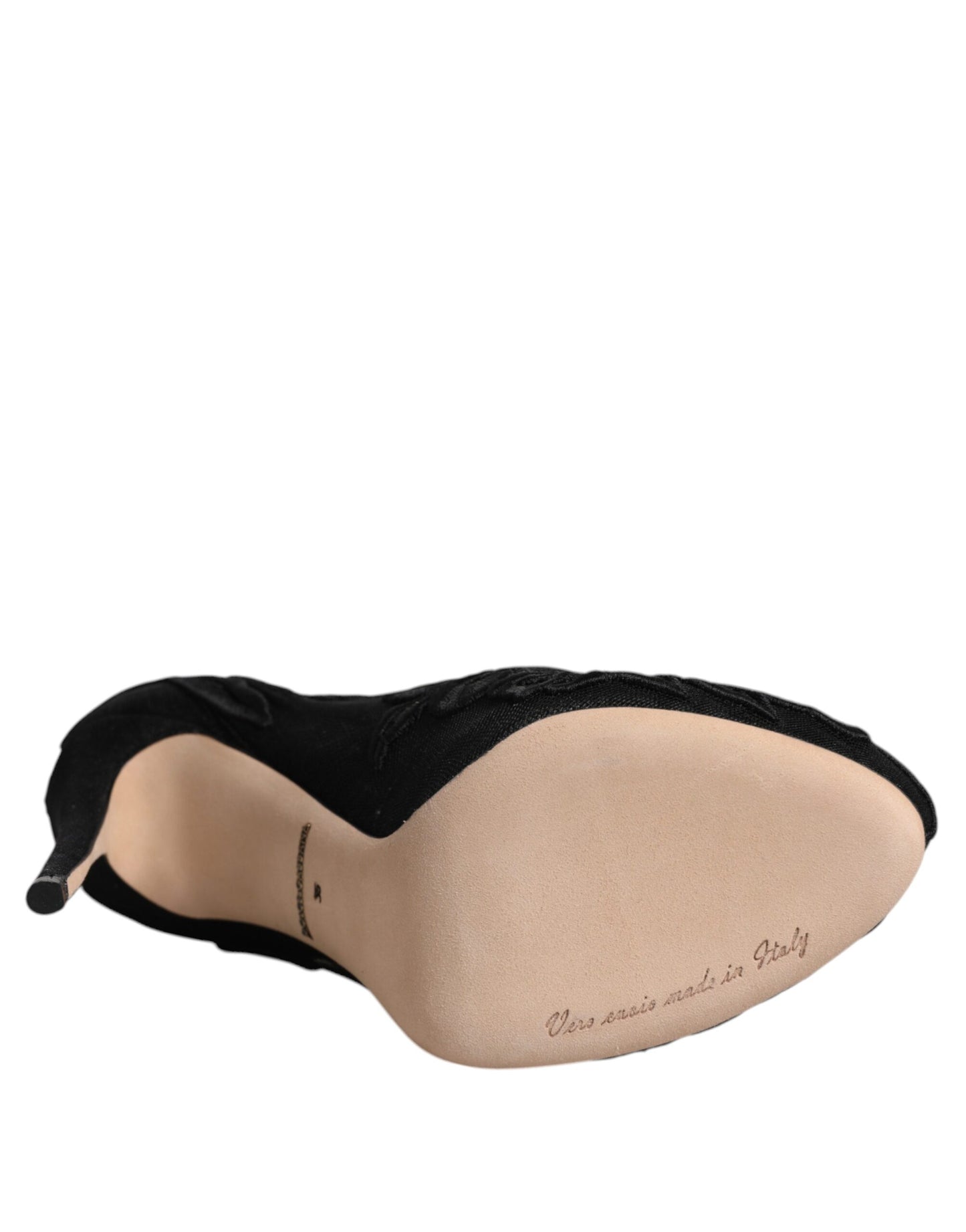 Dolce & Gabbana Schwarze Tüll Stretch Heels Mittlere Wadenstiefel Schuhe