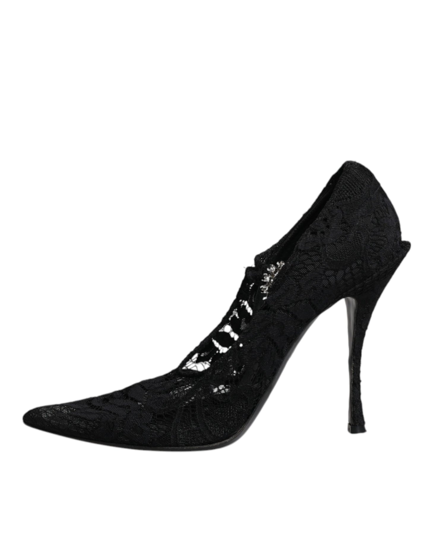 Dolce & Gabbana Schwarz Spitze Kristalle Mary Jane Pumps Schuhe