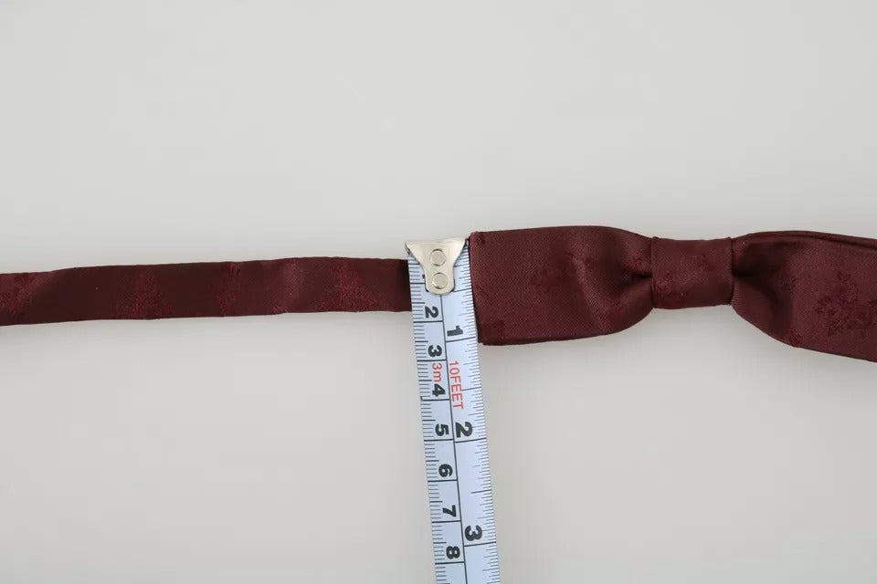 Dolce & Gabbana Bordeaux Seide Floral Faille Verstellbare Fliege