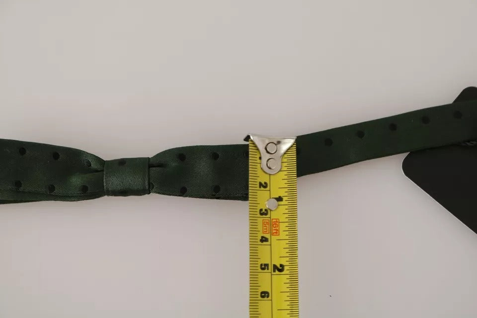 Dolce & Gabbana Grüne Seidenkrawatte gepunktet Herren Krawatte Fliege