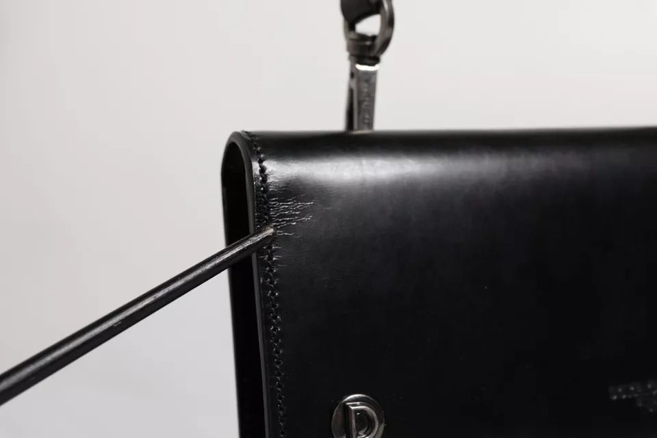 Dolce & Gabbana Schwarze Leder-Crossbody-Tasche mit Logoprägung