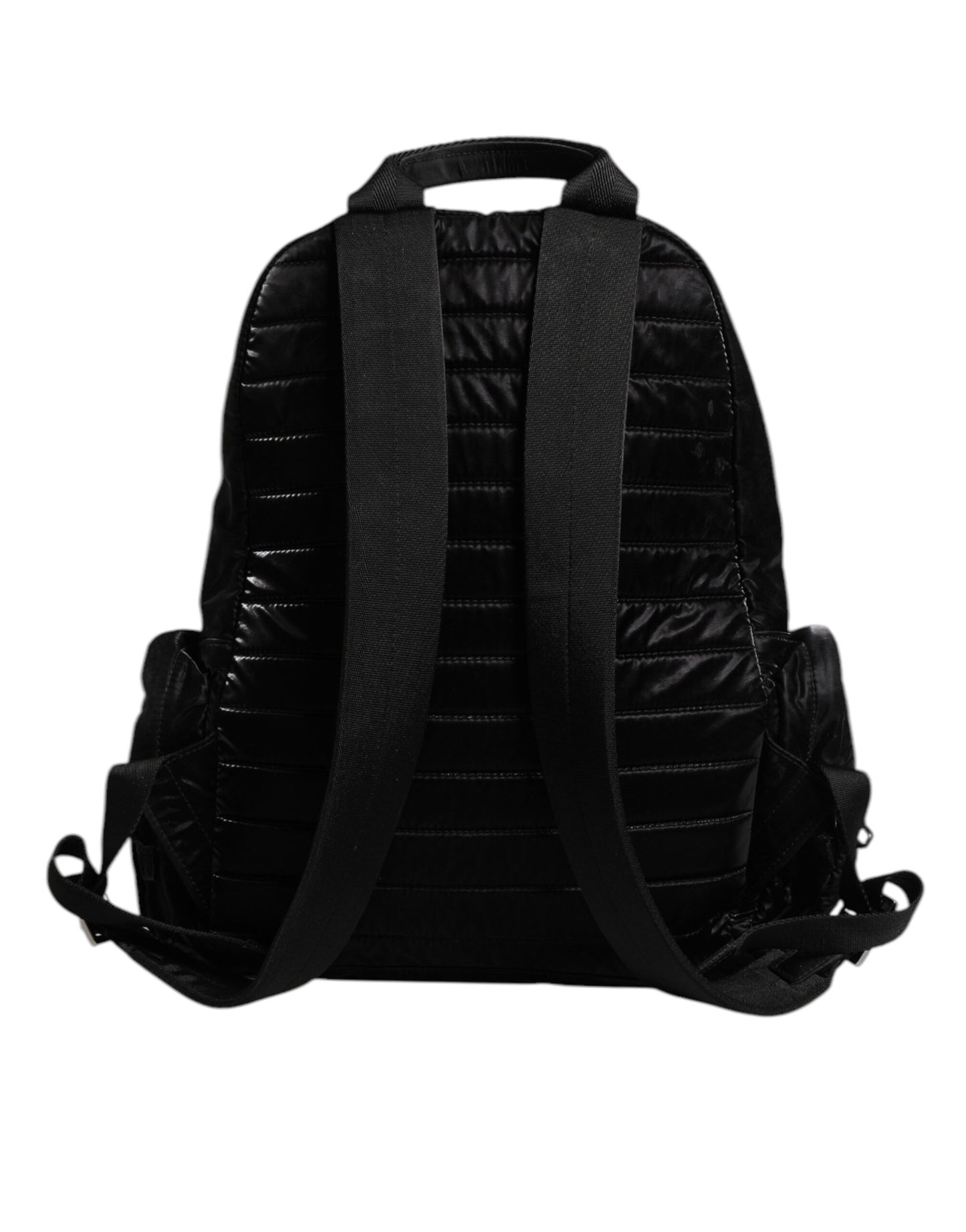 Dolce & Gabbana Schwarzes Nylon Logo Plaque Travel School Backpack Tasche