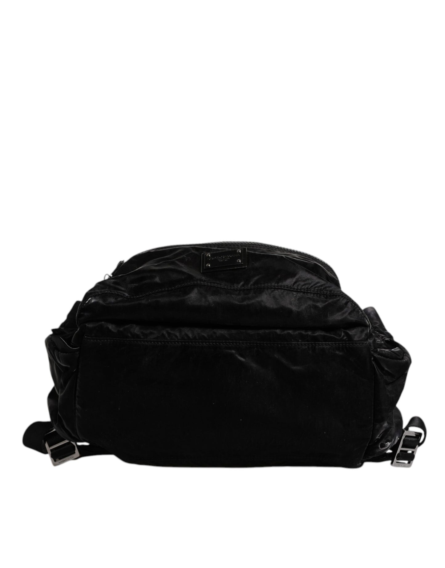 Dolce & Gabbana Schwarzes Nylon Logo Plaque Travel School Backpack Tasche