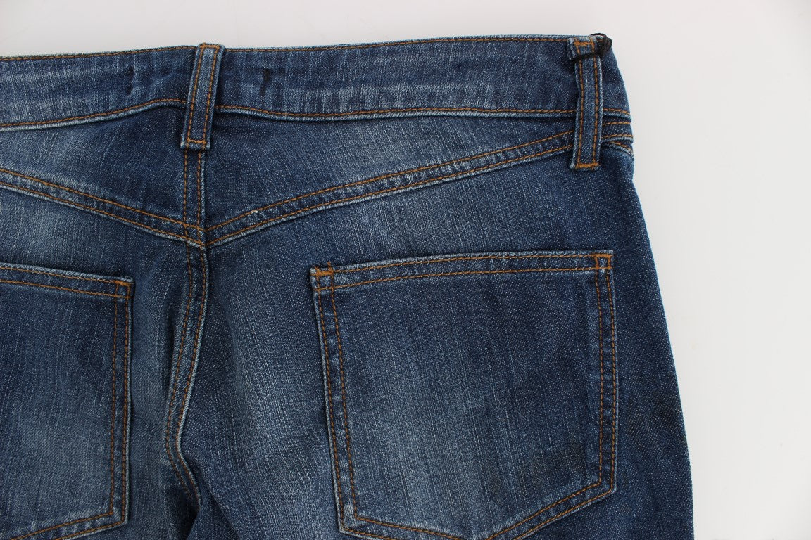 Cavalli Blau gewaschene Baumwoll-Stretch-Jeans mit Stiefelschnitt
