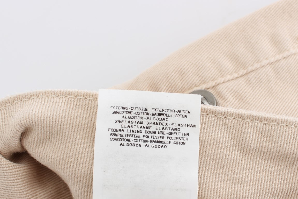 Cavalli Beige gewaschene Slim Fit Baumwoll-Stretch-Jeans