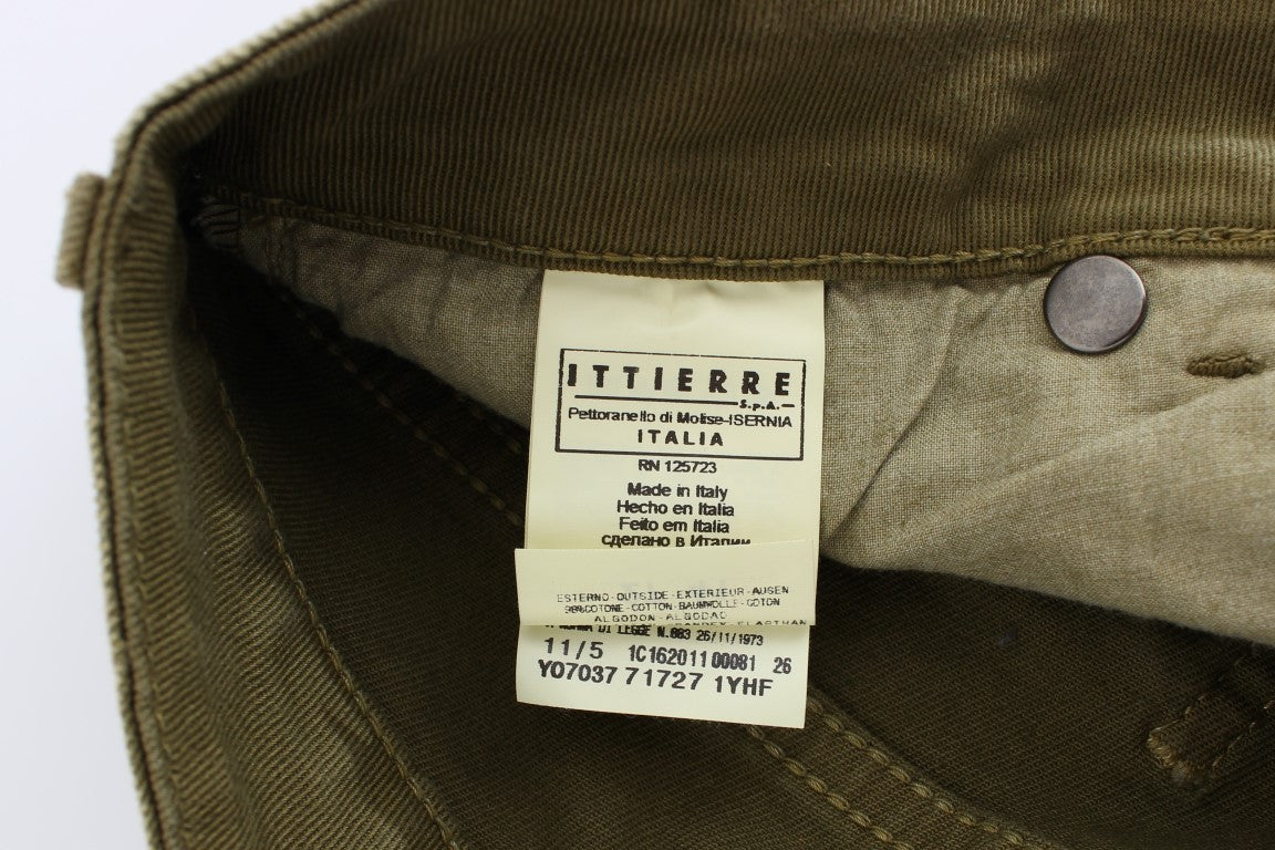 Cavalli Grün gewaschene Slim Fit Cotton Stretch Jeans