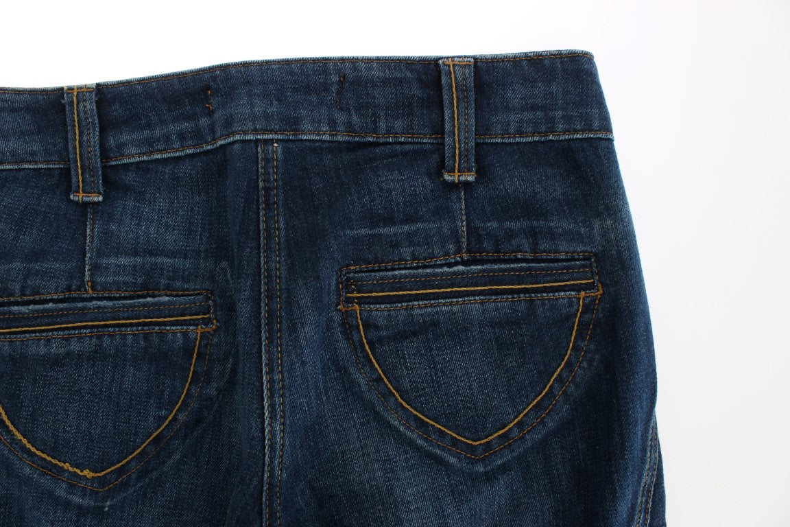Cavalli Blaue Baumwoll-Stretch-Jeans mit niedriger Taille
