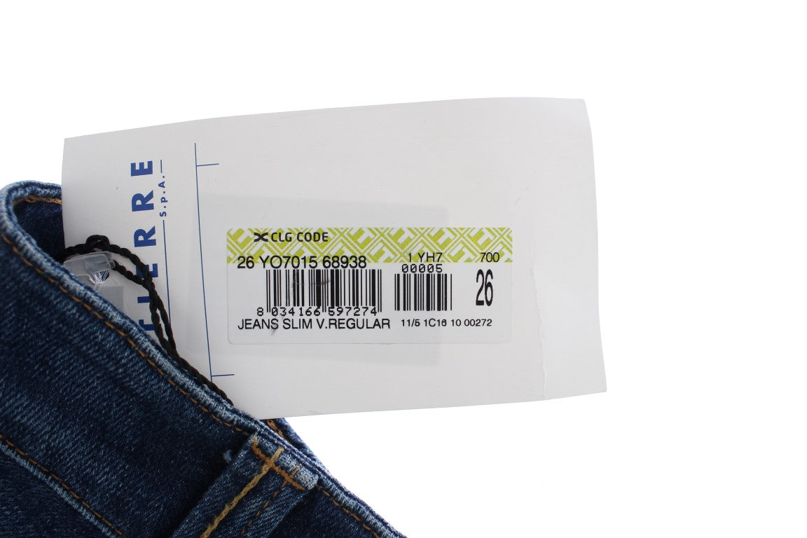 Cavalli Blaue Baumwoll-Stretch-Jeans mit niedriger Taille