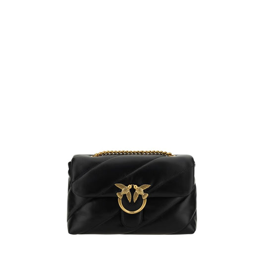 PINKO Schwarze Schultertasche aus Kalbsleder Bos Taurus