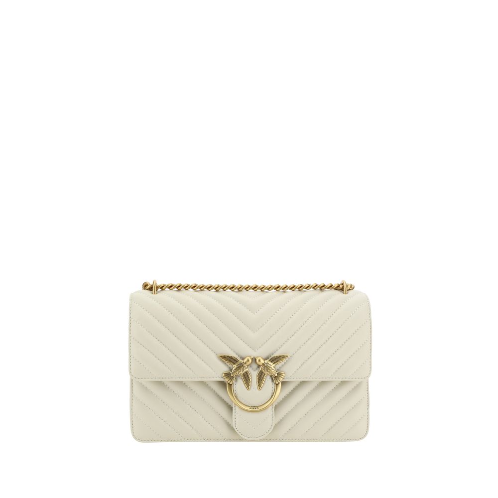 PINKO Weiße Kalbshaut Bos Taurus Schultertasche