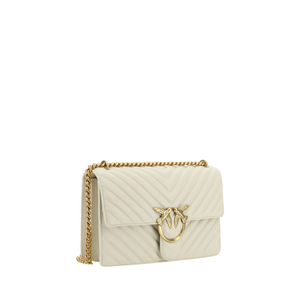 PINKO Weiße Kalbshaut Bos Taurus Schultertasche