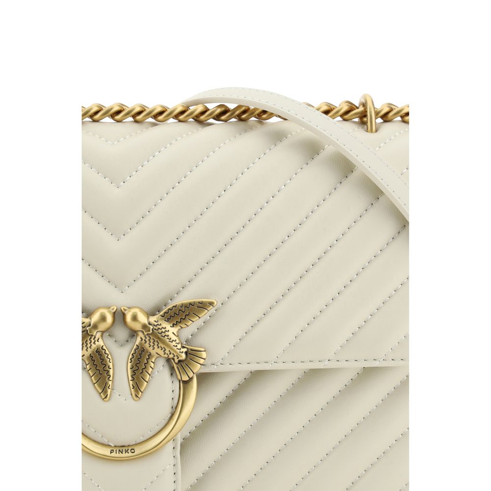 PINKO Weiße Kalbshaut Bos Taurus Schultertasche