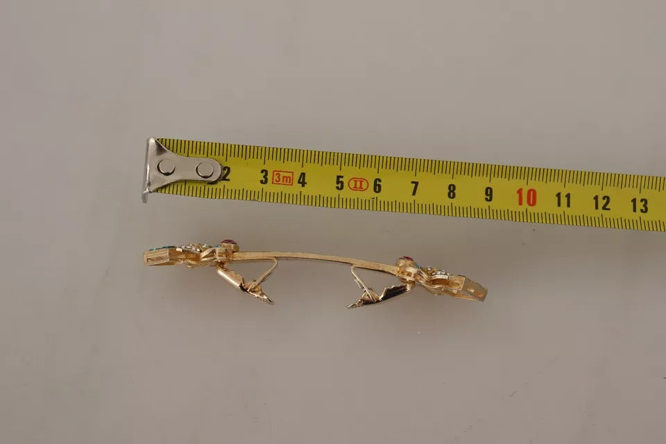 Dolce & Gabbana Vergoldete 925 Sterling Silber Kristall Halsband Stopp Brosche