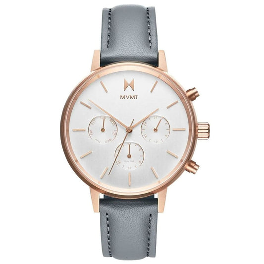 MVMT Elegante graue Leder-Armbanduhr