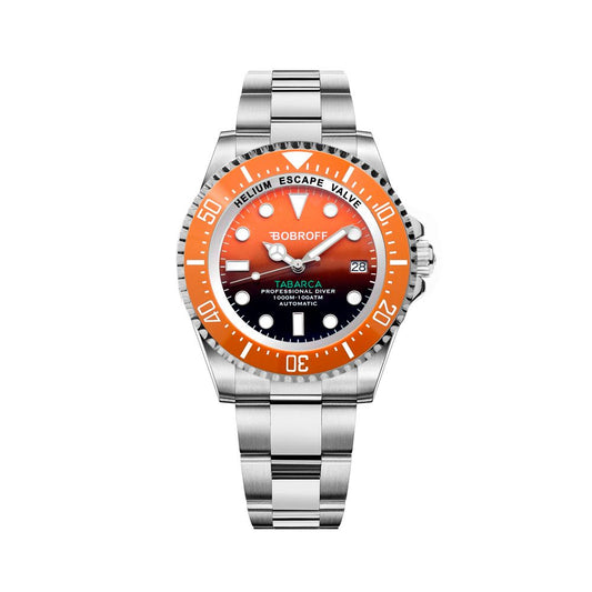 Bobroff Sportliche Edelstahl-Armbanduhr in Silber